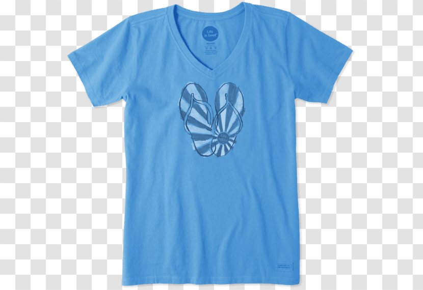 T-shirt Life Is Good Womens Clothing - Cobalt Blue - Watercolor Flip Flop Transparent PNG