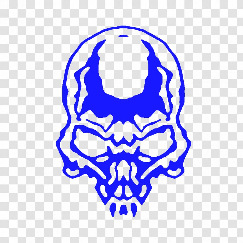 Skull Electric Blue Clip Art - Navy Transparent PNG
