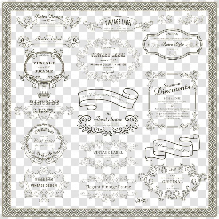 Paper Art - Text - Vintage Vector Border Transparent PNG