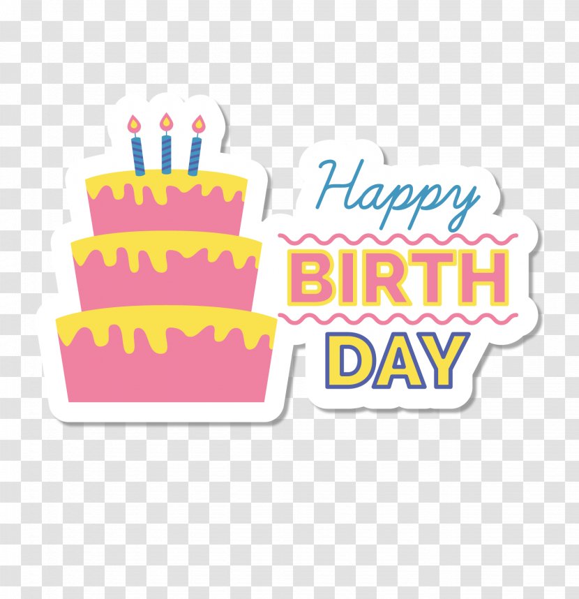 Paper Birthday Cake Happy To You Sticker - Gift - Color White Vector Material WordArt Transparent PNG