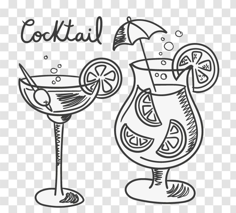 Cocktail Martini Negroni Bloody Mary Irish Coffee - Black And White - Hand-painted Transparent PNG