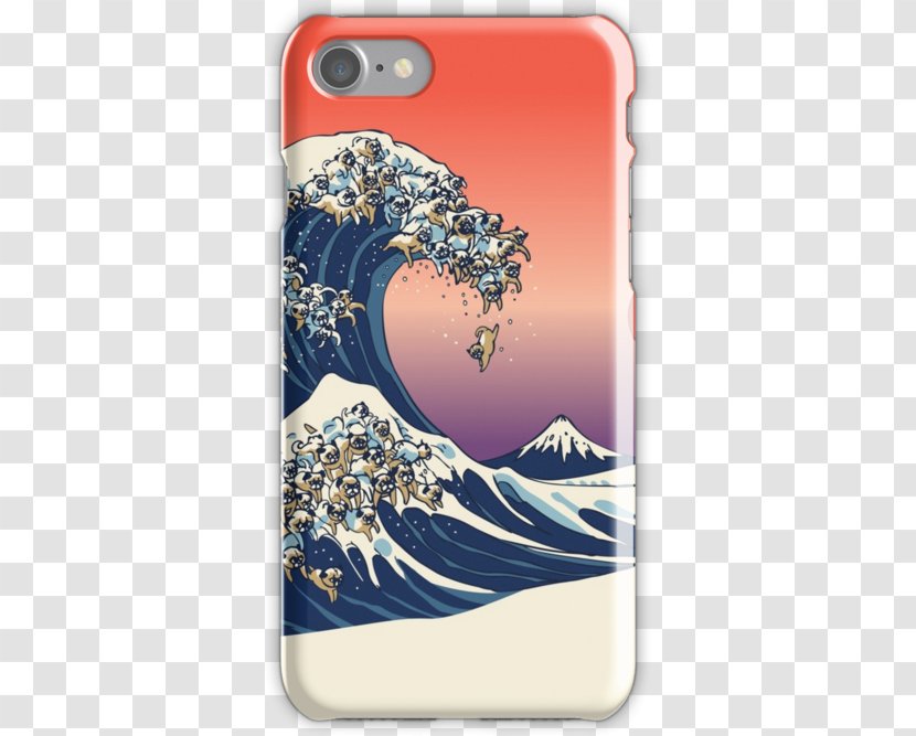 The Great Wave Off Kanagawa Pug Art Ukiyo-e Canvas Print - Mobile Phone Case Transparent PNG