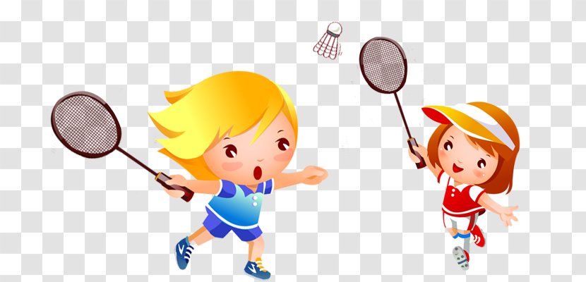 Cartoon Illustration - Play Badminton Transparent PNG