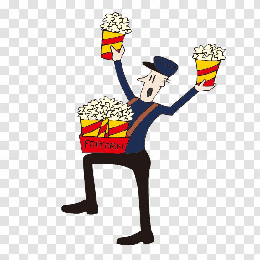 Popcorn Animation Salesman - Sell ​​popcorn M Transparent PNG