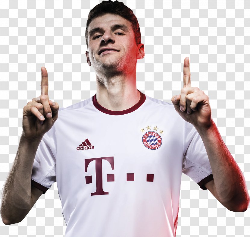 Thomas Müller Jersey FC Bayern Munich 2016–17 UEFA Champions League T-shirt - Finger Transparent PNG