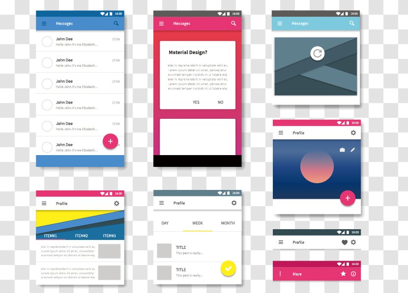 Material Design User Interface - Screenshot - Phone UI Page Transparent PNG