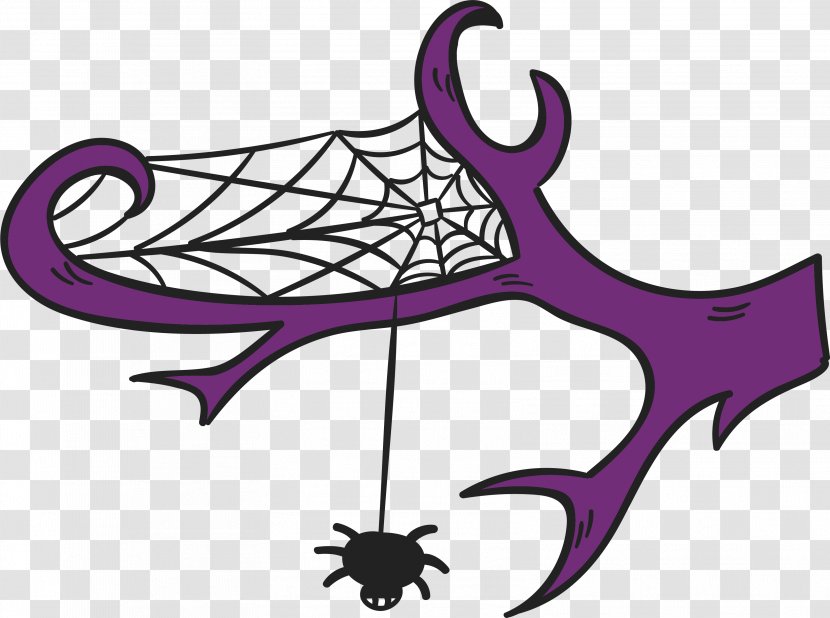 Spider Web Halloween Clip Art - Purple Branches Transparent PNG