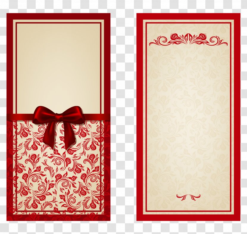 Wedding Invitation Template - Paper - Hand Painted Red Vine Bow Knot Transparent PNG
