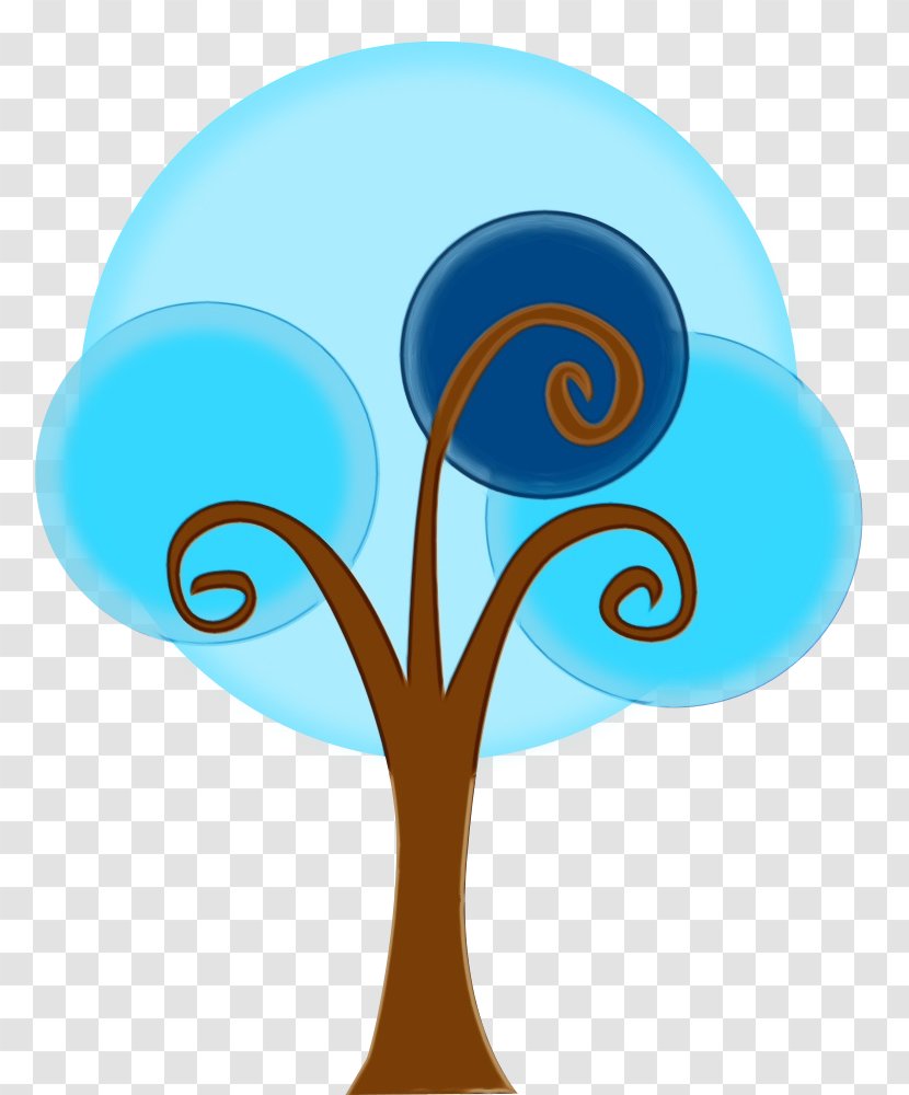 Clip Art Turquoise Tree Symbol - Wet Ink Transparent PNG