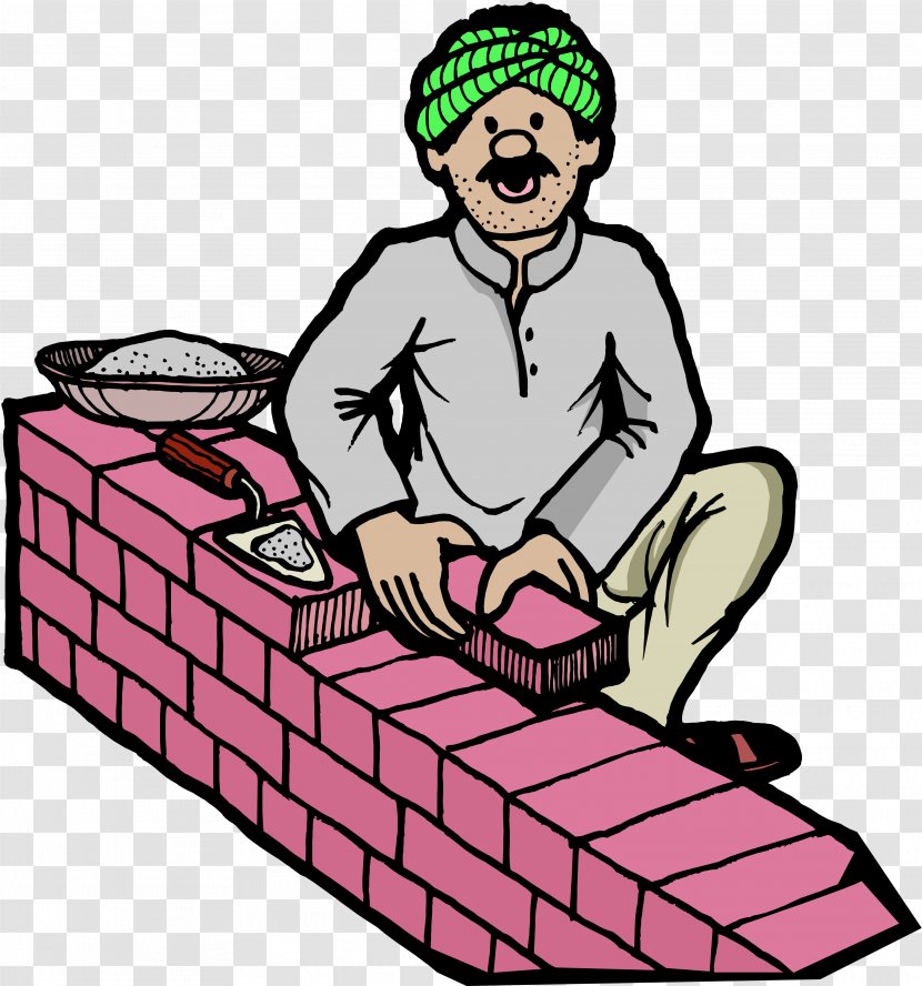 Wall Construction Worker Bricklayer Clip Art Masonry - House Painter And Decorator - Brick Transparent PNG