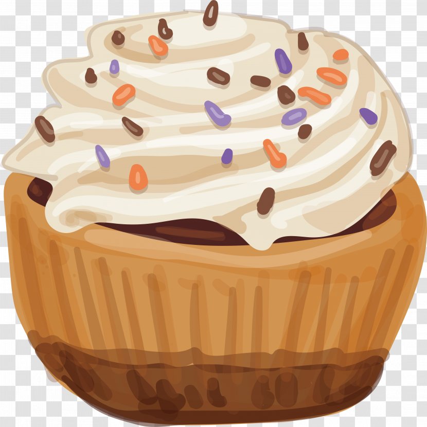 Cupcake Cream Watercolor Painting - Buttercream - Cake Design Transparent PNG