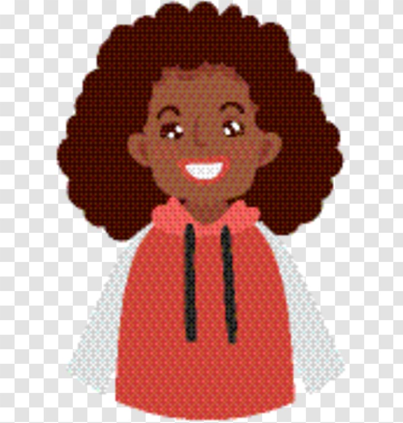 Textile Pattern Doll Cartoon RED.M - Brown Hair - Hairstyle Transparent PNG