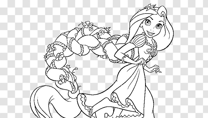 Rapunzel Flynn Rider Coloring Book Drawing Disney Princess - Watercolor - Braids Transparent PNG