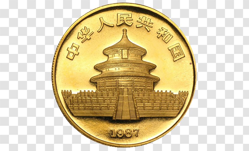 Giant Panda Chinese Gold Coin - Metal - National Treasure Transparent PNG