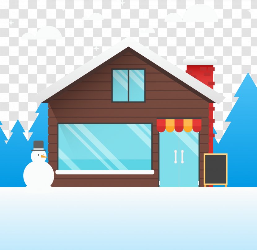 Flat Design Download - House - Shop Next To The Snowman Transparent PNG