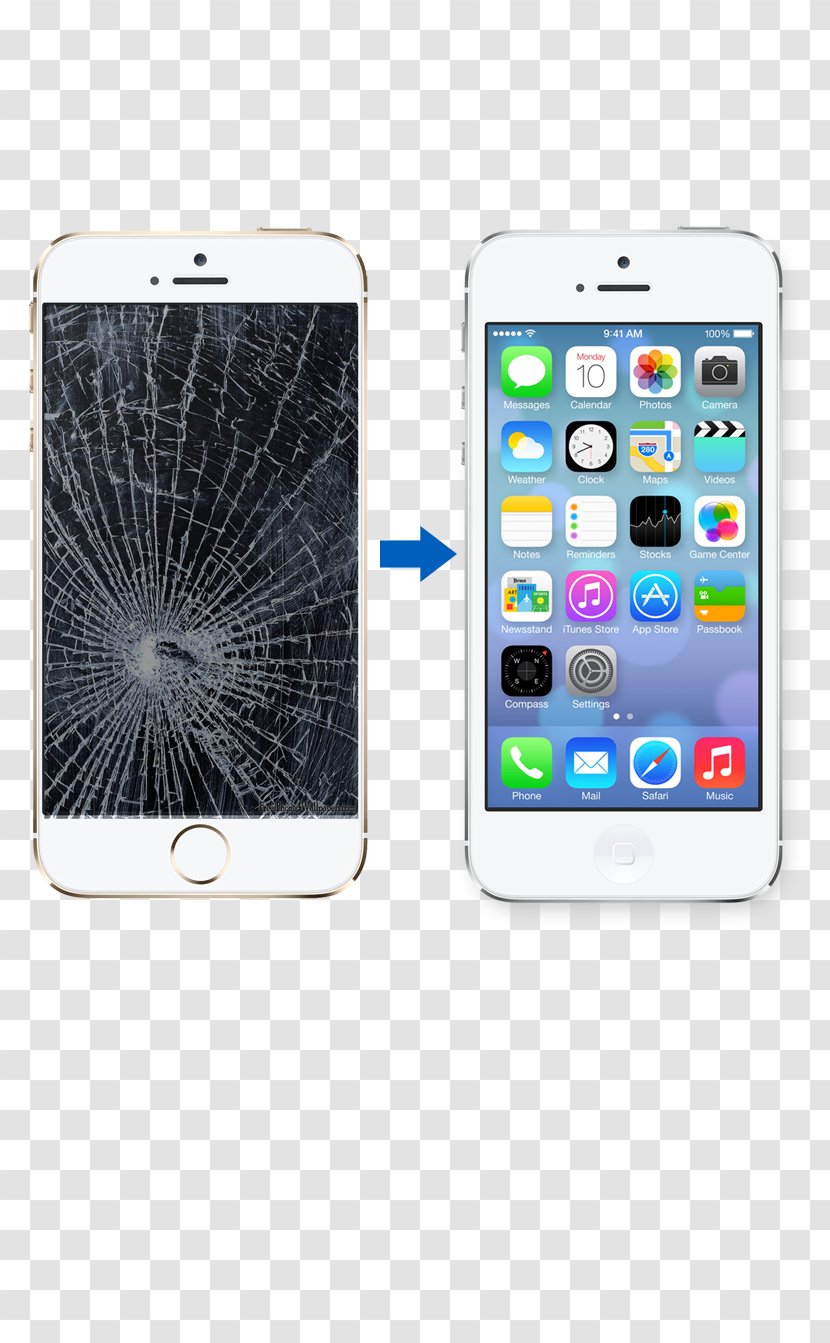 IPhone 5s IOS 6 5c - Gadget - Cracked Screen Transparent PNG