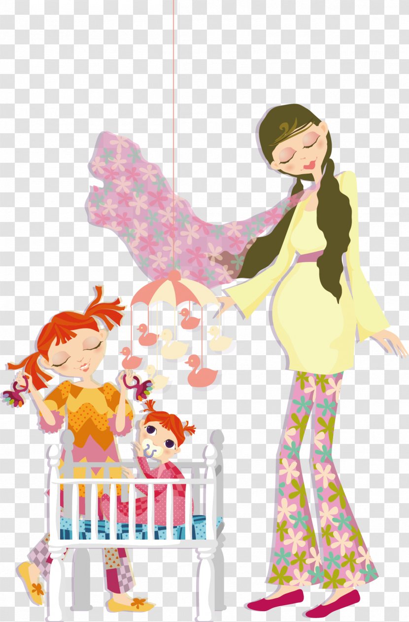 Drawing Cartoon Illustration - Silhouette - Mother And Baby Transparent PNG