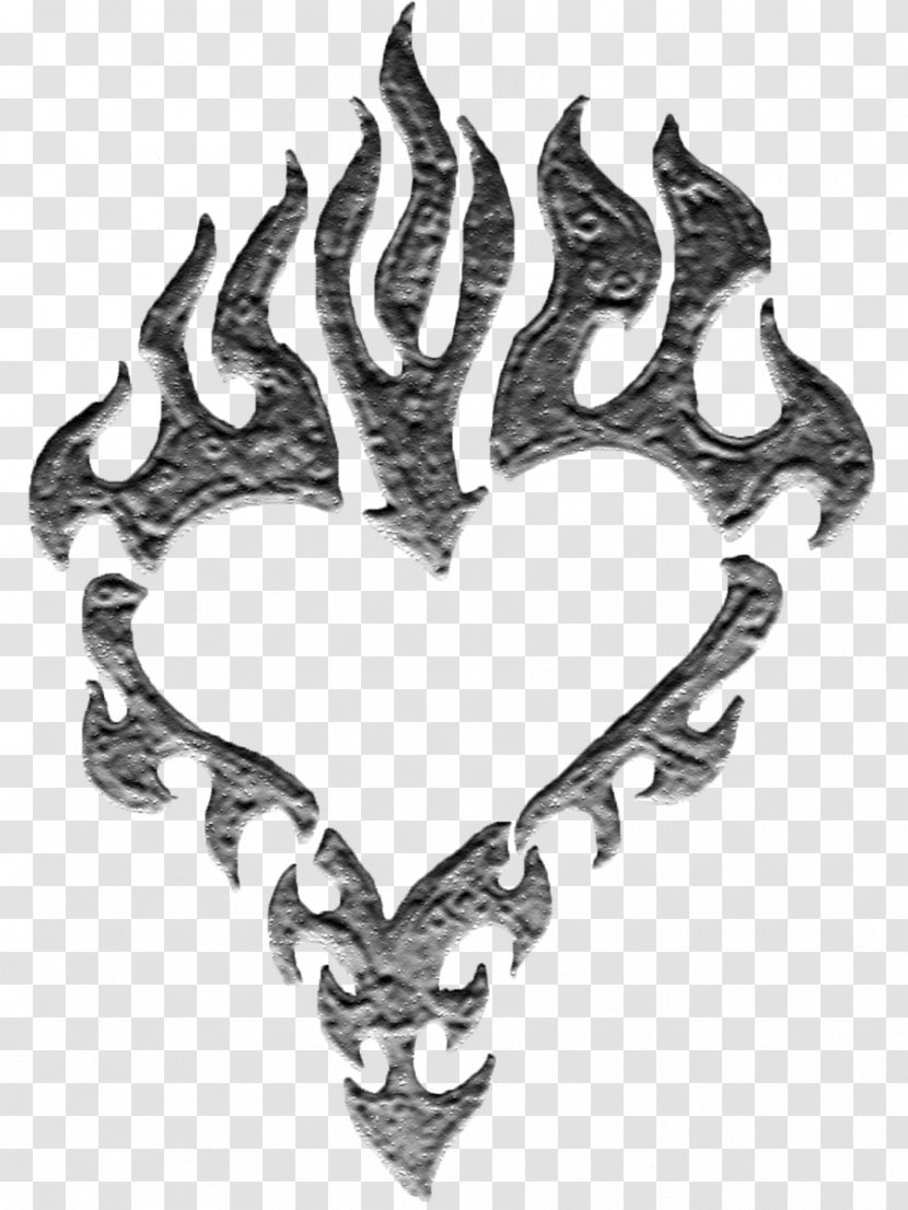 Body Jewellery Monochrome White Heart - Black And - Burning Transparent PNG