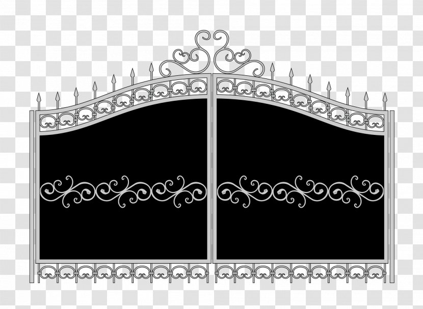 Wicket Gate Forging Fence Metal - Monochrome - Vector Material Black Iron Door Transparent PNG
