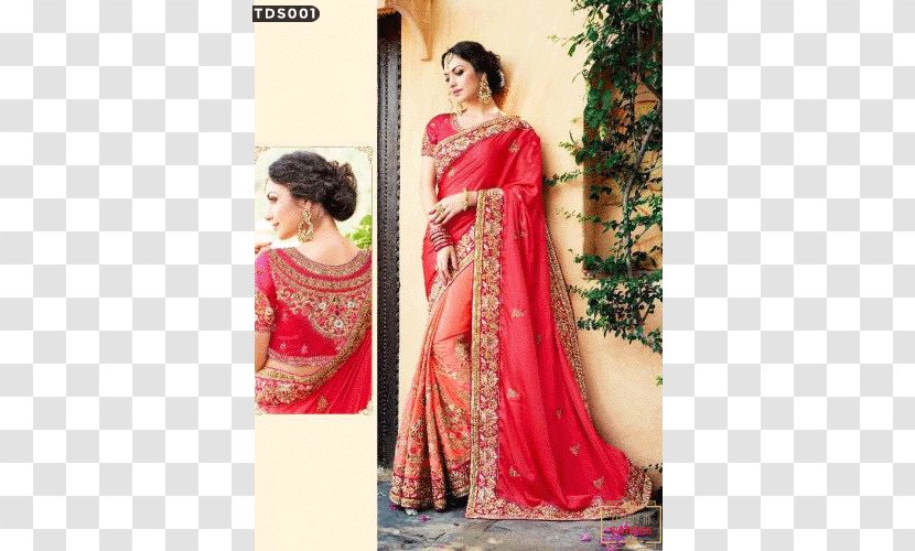 Wedding Sari Zari Dress Langa Voni - Banarasi - Georgette Transparent PNG