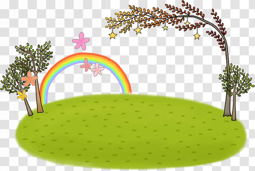 Grandparent Father Mother - Royaltyfree - Cartoon Meadow With Rainbow Transparent PNG