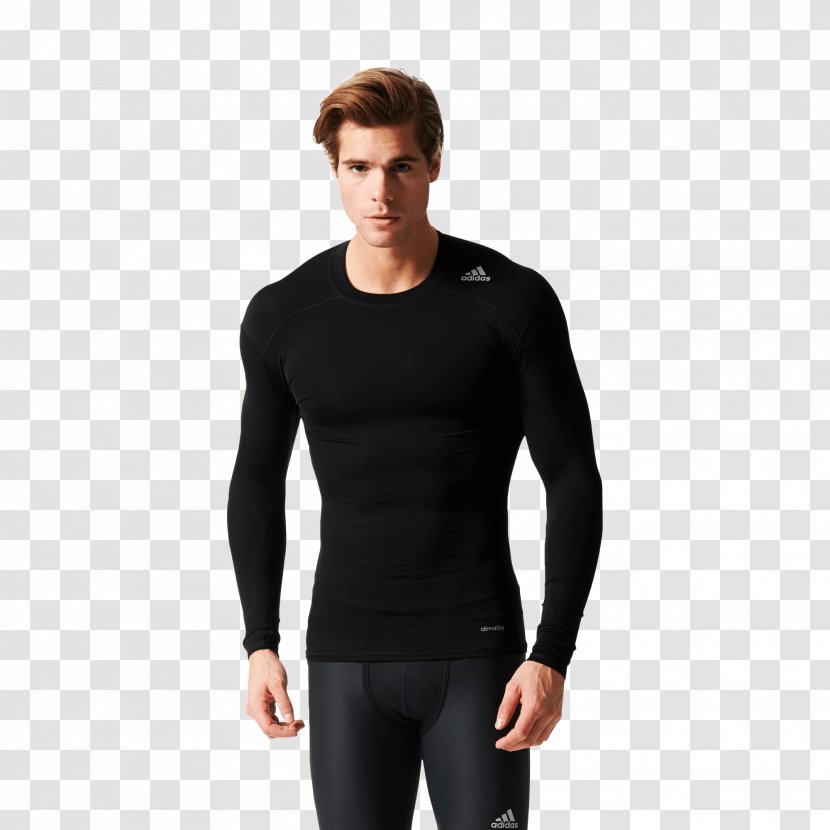 Long-sleeved T-shirt Hoodie Adidas - Standing - BLACK MODEL Transparent PNG