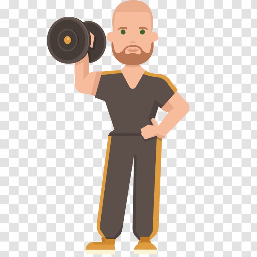 Cartoon White People Black Illustration - Strong Fitness Coach Transparent PNG