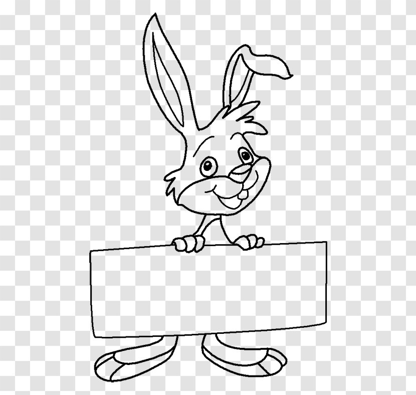 Domestic Rabbit Hare Black And White Drawing - Flower Transparent PNG