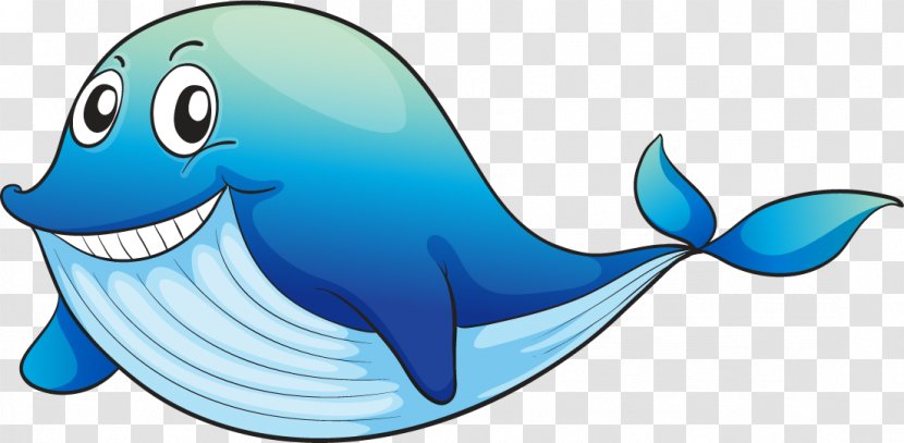 Aquatic Animal Clip Art - Marine Life - Cartoon Hand Painted Whale Transparent PNG