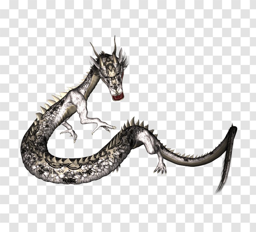 Chinese Dragon Wyvern - Monster - Retro Gray Transparent PNG