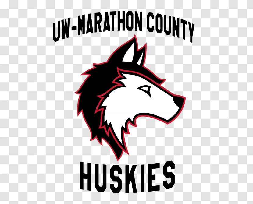 University Of Wisconsin-Marathon County Washington Huskies Men's Basketball Siberian Husky Houston Baptist - Black And White Transparent PNG