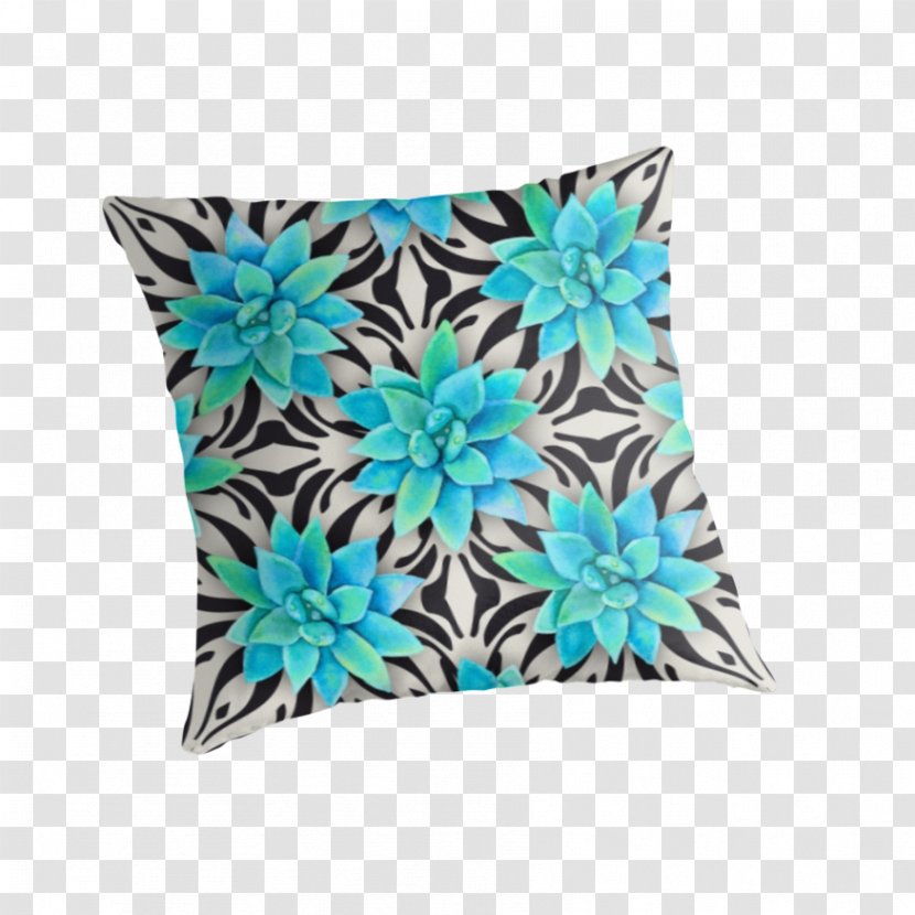 Cushion Throw Pillows Turquoise Teal Pattern - Pillow - Watercolor Succulent Transparent PNG