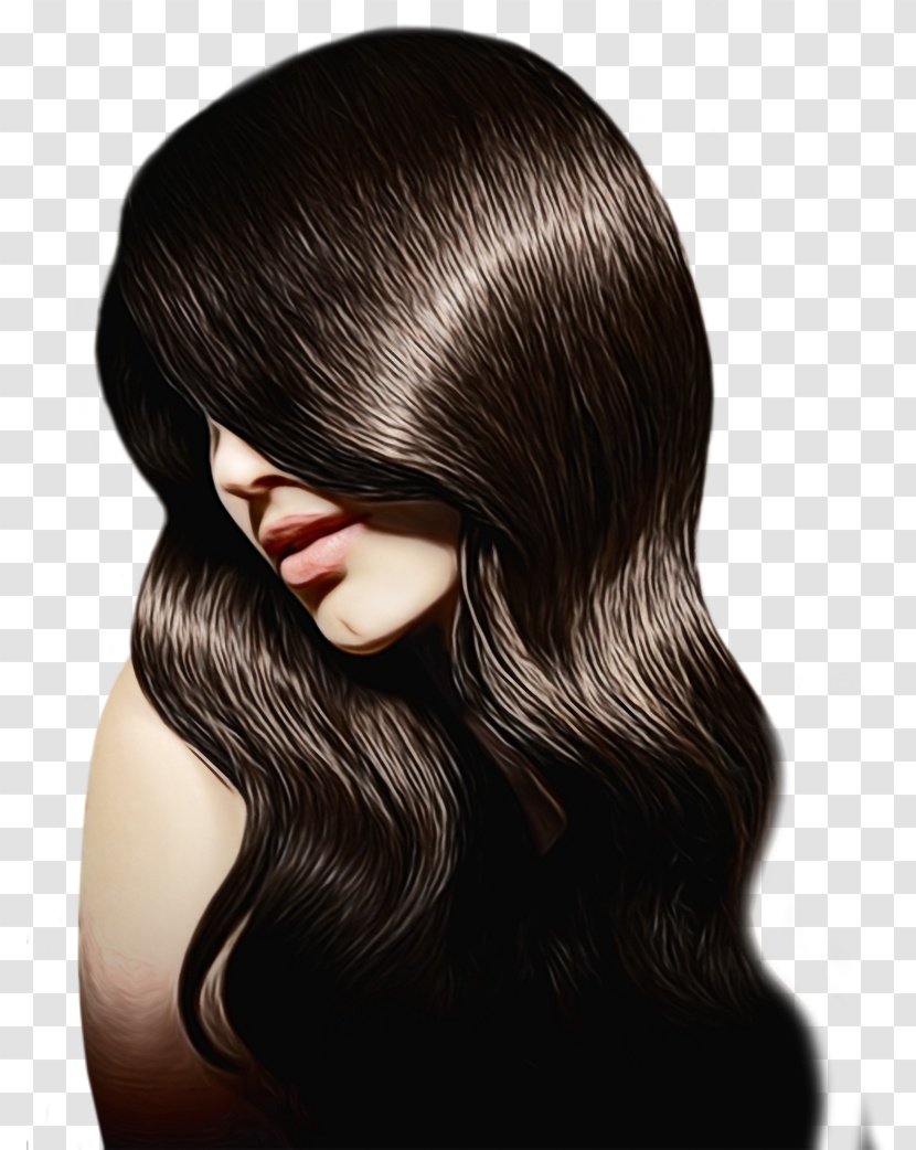 Hair Hairstyle Black Chin Coloring - Wet Ink - Long Step Cutting Transparent PNG