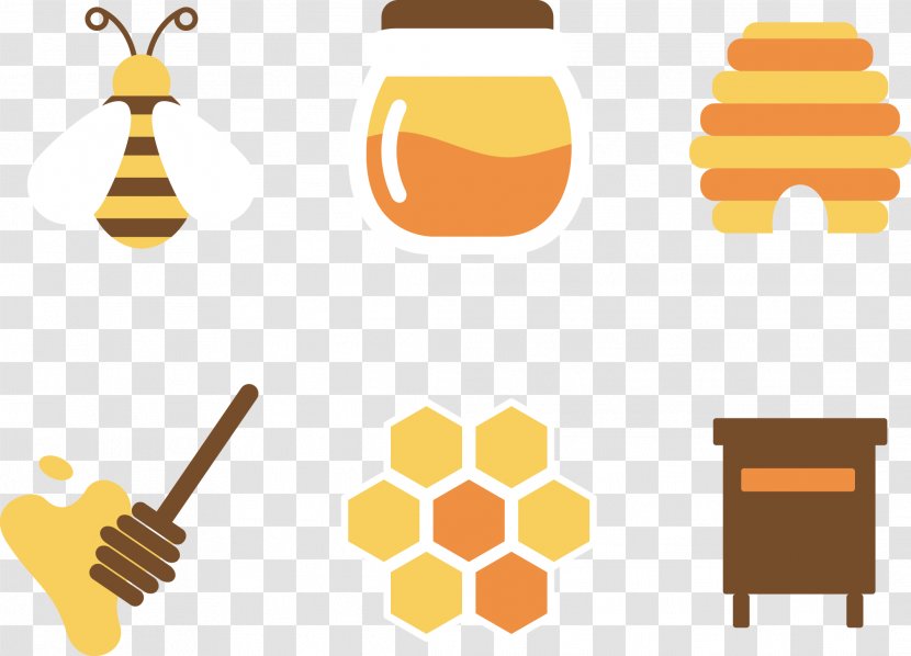 Honeycomb Honey Bee - Flat Design And Transparent PNG