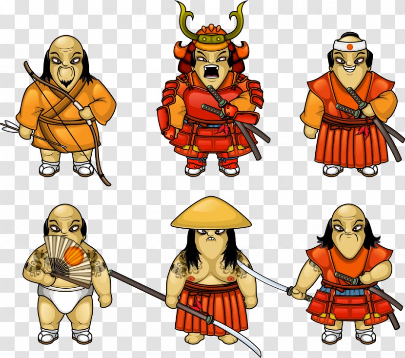 Samurai Warrior Ninja - Vector Japanese Cartoon Transparent PNG