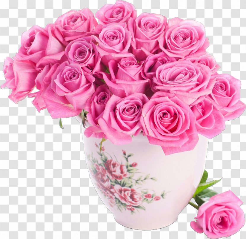 Rose Flower Bouquet Floral Design Pink Flowers - Flowerpot Transparent PNG