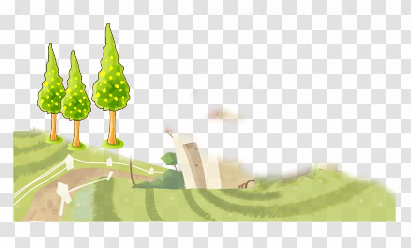 Cartoon Drawing - Green - Painted Grass Trees Transparent PNG