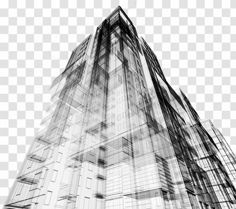 Architecture Business Lianjiawang Information - Monochrome Photography - Building Black Transparent PNG