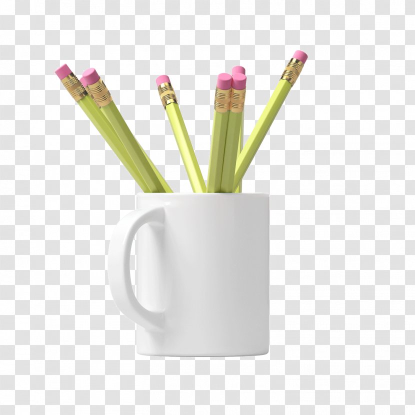 Brush Pot Pink - Pixel - White Ceramic Pen Container Transparent PNG