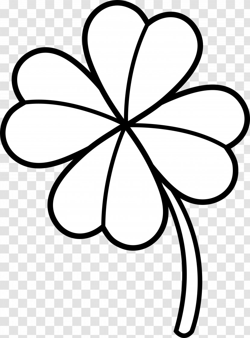 Four-leaf Clover Coloring Book Luck Clip Art - White - Four Leaf Clipart Transparent PNG