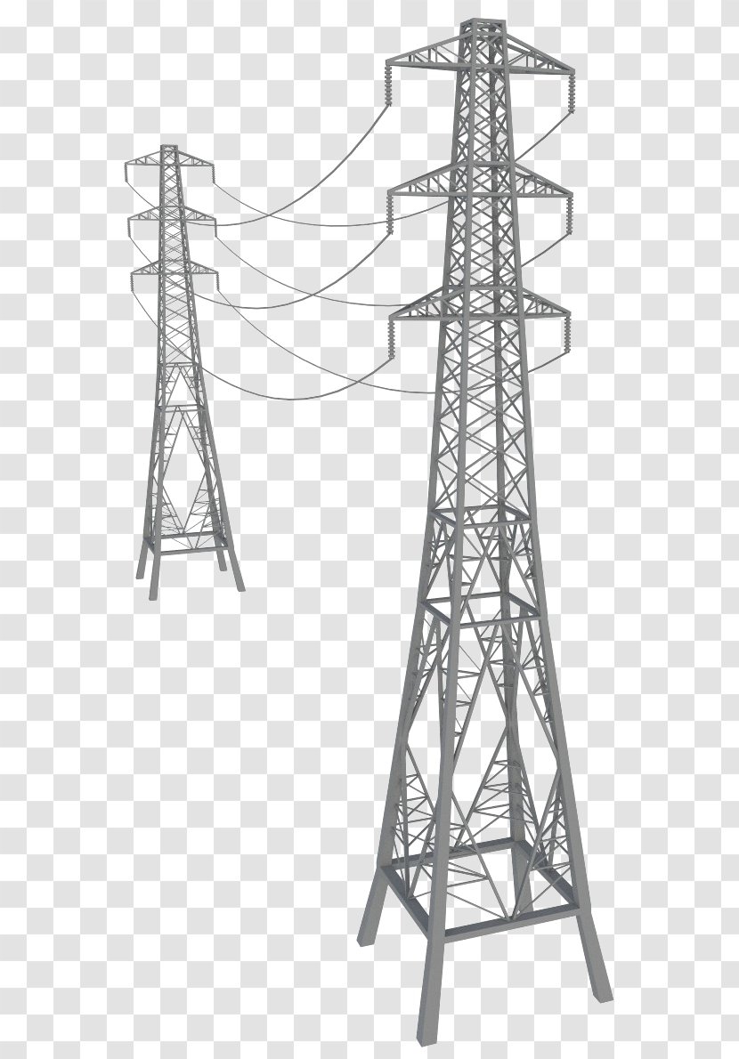 Transmission Tower Electricity Electric Power Overhead Line High Voltage - Structure Transparent PNG