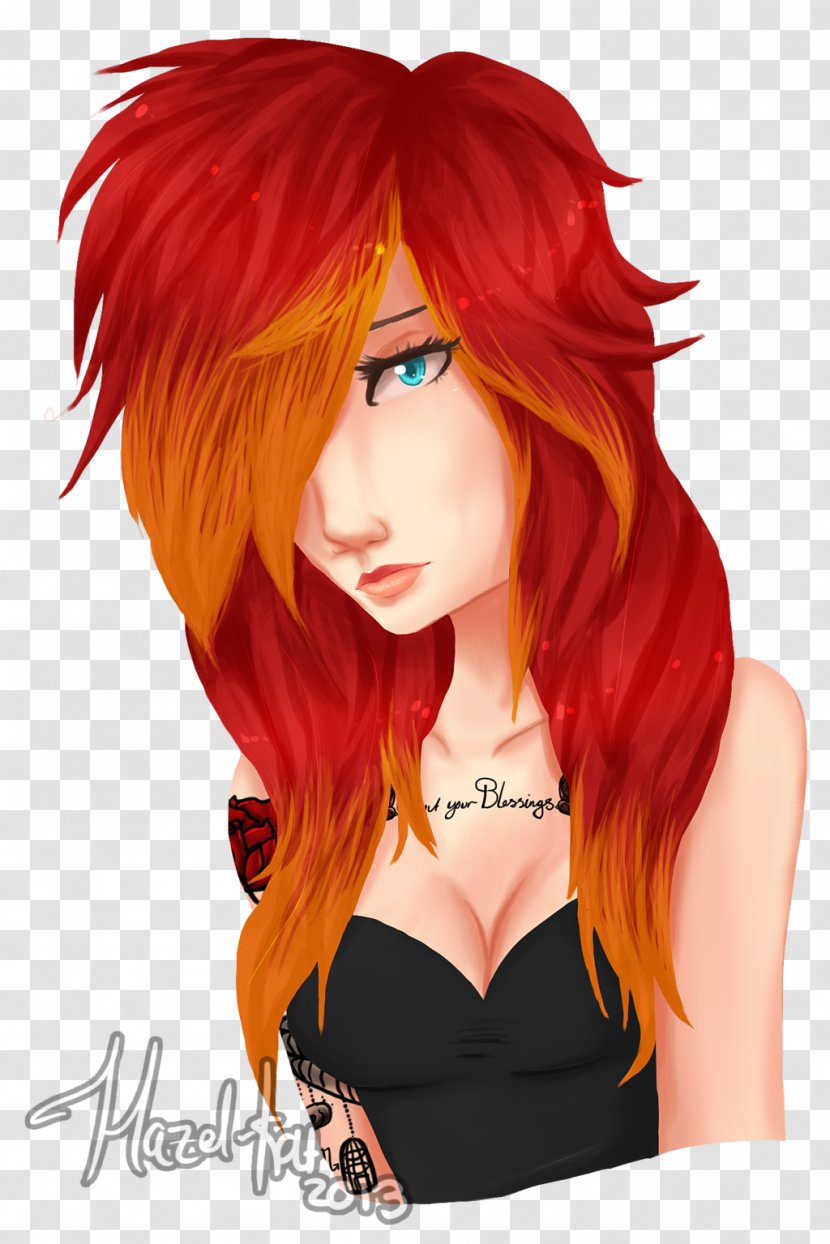 Wig Red Hair Brown - Bangs Transparent PNG