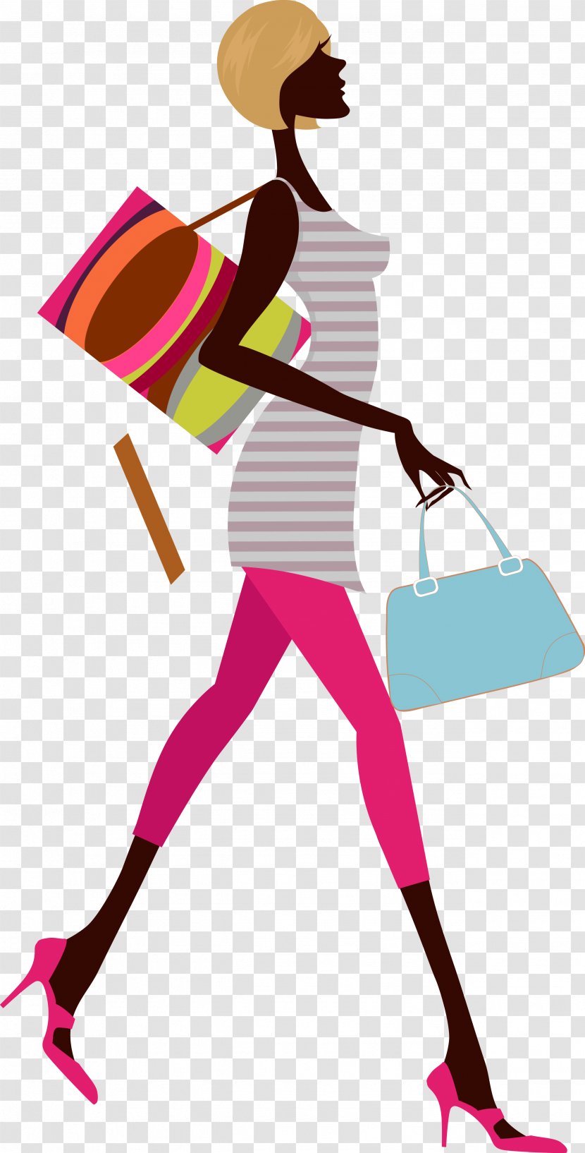 Fashion Woman Model Clip Art - Silhouette - A Carrying Bag Transparent PNG
