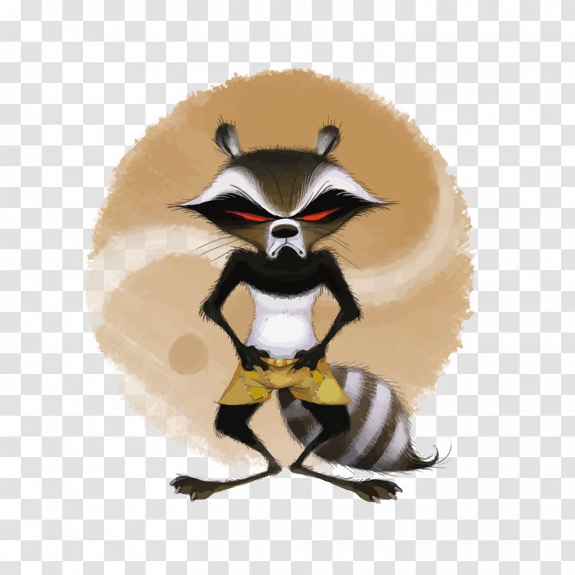 Raccoon Cartoon Kung Fu - Vector Transparent PNG