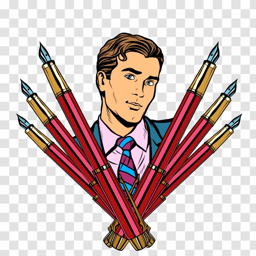 Paper Fountain Pen Businessperson - Drawing - And Man Transparent PNG
