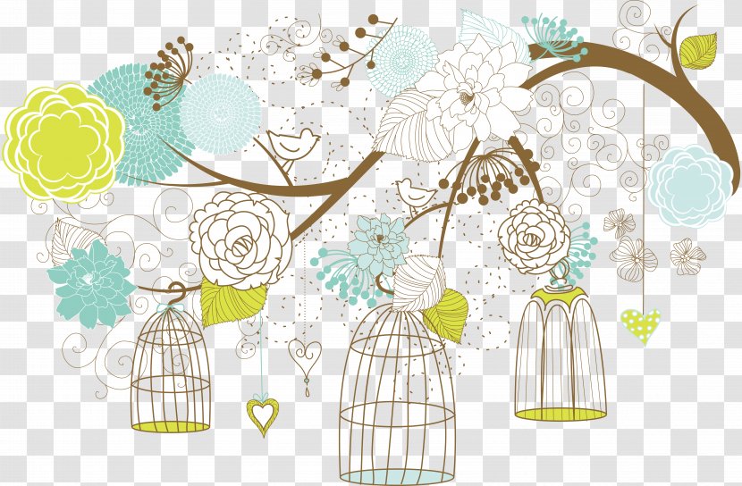 Wedding Invitation Lovebird Paper Baby Shower - Green - Bird Cage Transparent PNG