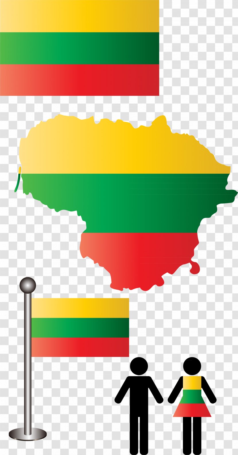 Flag Of Lithuania Map - Symbol - Element Vector Transparent PNG