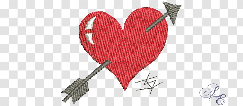 Heart Embroidery Design Sewing - Cartoon - Cupid Arrow Transparent PNG