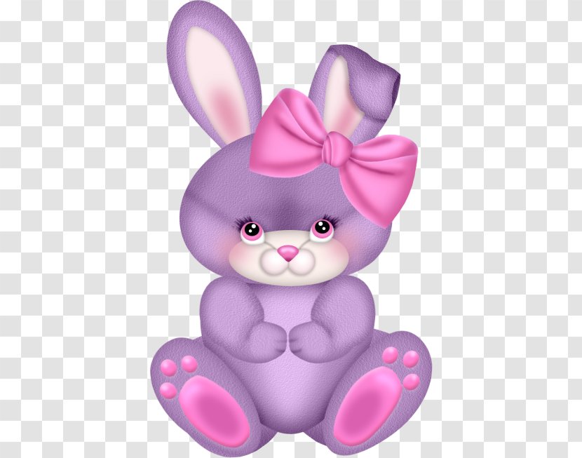 Easter Bunny Rabbit Egg Clip Art - Flower - Beautiful Purple Bow Transparent PNG