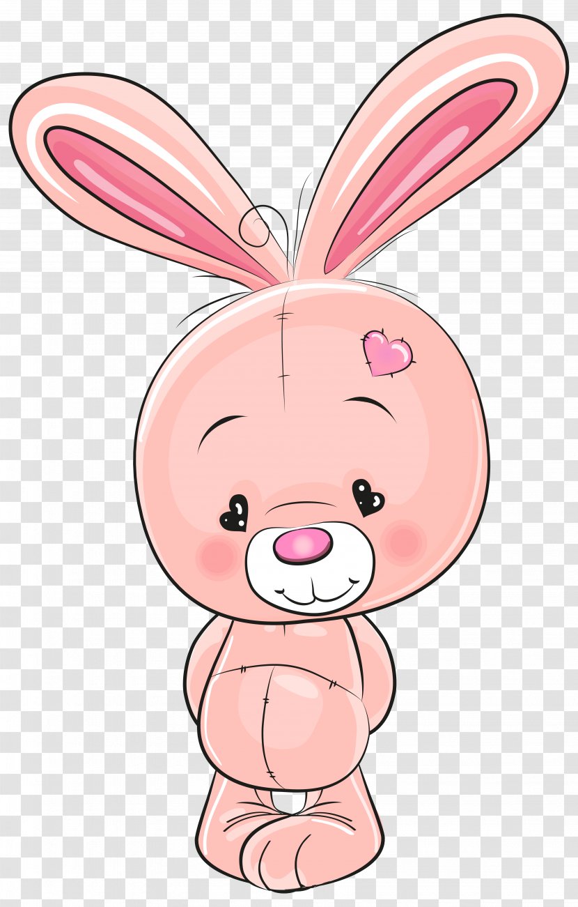 Rabbit Cartoon Drawing - Watercolor - Cute Pink Bunny Clip Art Image Transparent PNG